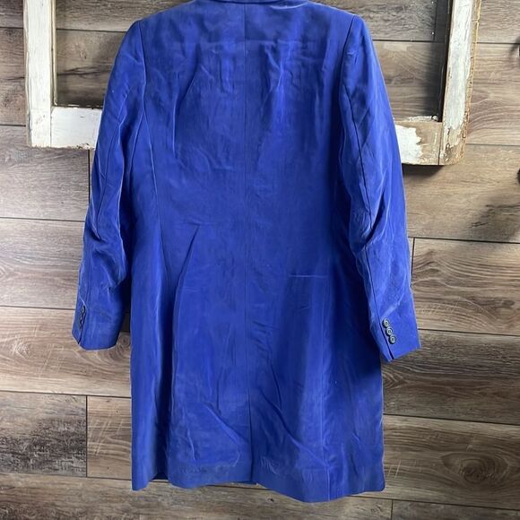 Ladies Blue Suede Button Up Coat Jacket Duster Small - Picture 4 of 5